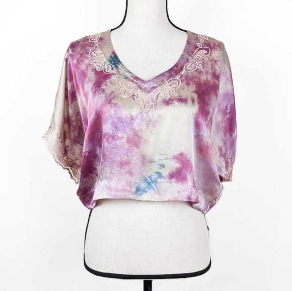 🦋LAST🦋 NWT Tulle and Batiste Bijou Silk Tie Dye Top, Amethyst, Size XS - Picture 4 of 8